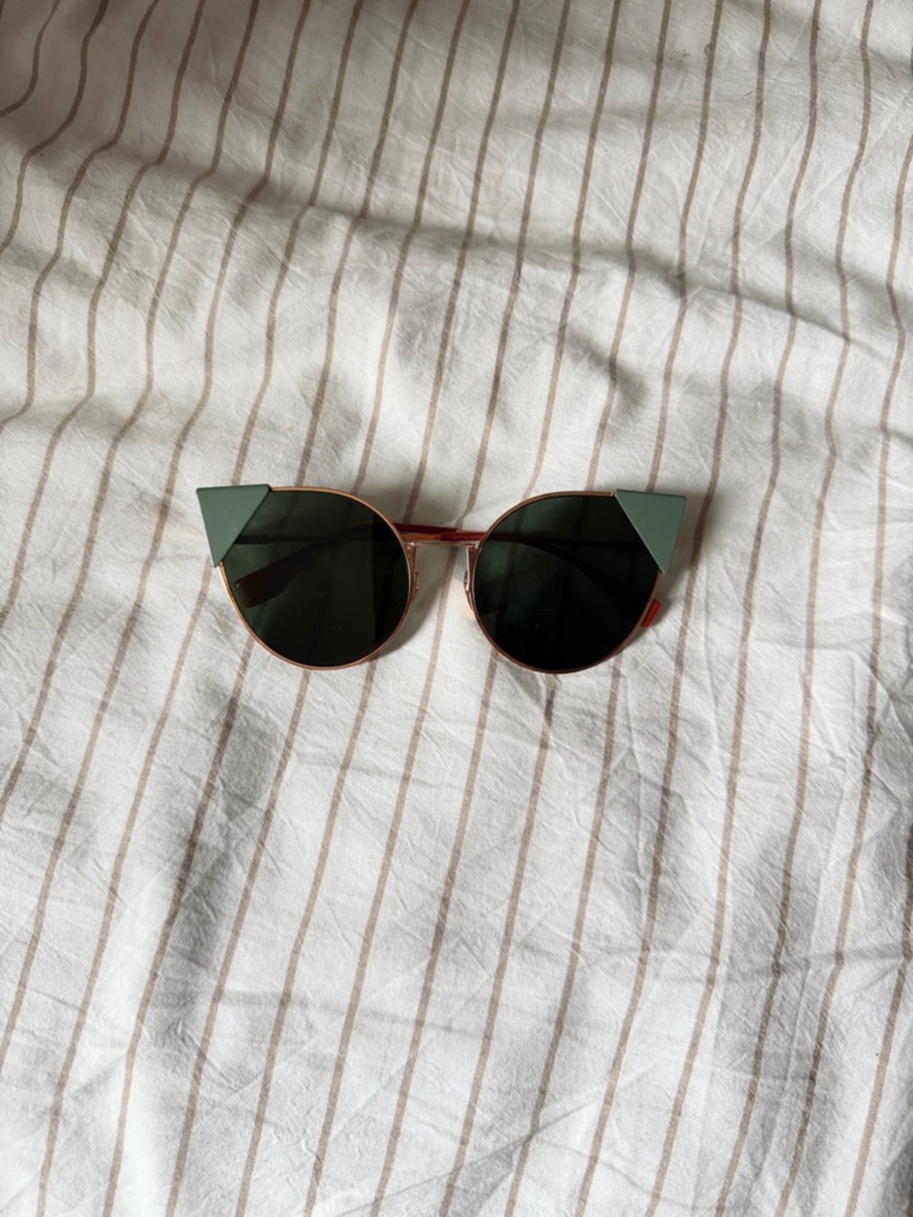Fendi Rose Gold Frame Sunglasses with Green Accents